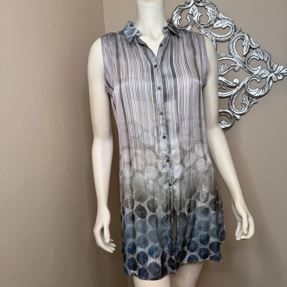 Robert Kitchen Canada Tunic Lagenlook‎ Artsy Sleeveless Top Size XS Lightweight